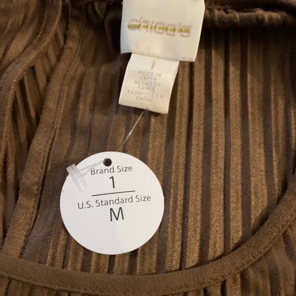 Chico Brown Pleated Faux-Suede Cold Shoulder Top - Picture 8 of 8